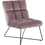 Fonq Loungestuhl Alba pastellrosa Samt Vic 18 & schwarzes Metallgestell