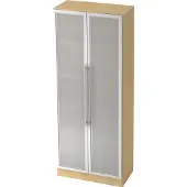 Hjh OFFICE PRO SIGNA G 7100G RE - Ahorn/Silber 5 OH Schrank mit Milchglastüren Relinggriff Kunststoff