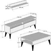 Skye Decor , Best - Oak, Wohnzimmermöbel-Set, Eiche, 100 % MELAMINBESCHICHTETE SPANPLATTEN, 150 x 30 x 50 cm