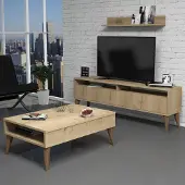 Skye Decor , Best - Oak, Wohnzimmermöbel-Set, Eiche, 100 % MELAMINBESCHICHTETE SPANPLATTEN, 150 x 30 x 50 cm