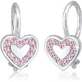 Elli Paar Ohrstecker "Ohrstecker Herz Glas Kristalle Rose 925 Sterling Silber"