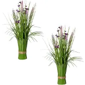 Creativ Green Kunstgras "Stehgras-Busch mit Blüten"