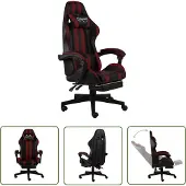 The Living Store Gaming-Stuhl mit Fußstütze Schwarz und Weinrot Kunstleder