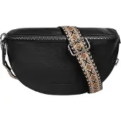 Bruno Banani Gürteltasche "Damen echt Leder", Damen, Gr. B/H/T: 27cm x 15cm x 9cm onesize, schwarz, Leder, leicht glänzend, unifarben, Taschen Gürteltasche, echt Leder