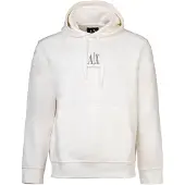 Armani Exchange für Herren. XM000369AF10818U0009 Weißes laminiertes Kapuzensweatshirt aus Baumwoll-Polyester-Stretch mit weißer Kapuze (