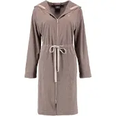 Cawö Bademantel 821 Kapuze Kordelzug & Reißverschluss Beige Damen-XS