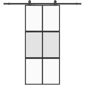vidaXL Schiebetür mit Beschlag Schwarz 90x205 cm Hartglas