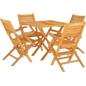 vidaXL 5-tlg. Garten-Essgruppe Massivholz Teak