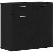 vidaXL Sideboard Schwarz Eichen-Optik 80x36x75 cm Holzwerkstoff