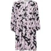 Kaffe Midikleid "Damen Kleid KAvictoria", Damen, Gr. 36, N-Gr, schwarz (schwarz, pink graphic strokes), Obermaterial: 80% Viskose CV. 20% Polyamid PA., Kleider Midikleid