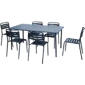 Sweeek - Gartentisch aus Stahl mit 6 Stühlen - Marineblau