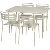 Sweeek - Gartentisch + 4 Stühle aus Stahl - Beige
