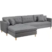 Ebuy24 Marino Deluxe Chaiselongsofa rechts oder links gewendet mit Kissen Stoff grau.