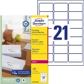 Avery Zweckform Adressetiketten LR7160-100, geeignet für Laserdrucker, 63,5 x 38,1 mm, 2100 Stück/100 A4-Bogen, Blauer Engel, Recyclingpapier, naturweiß