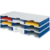 Styro Sortierstation styrodoc Standard, DIN C4, 3 Etagen/3-reihig/9 Fächer, grau/blau