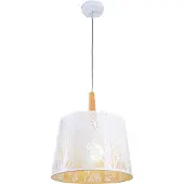 Maytoni Lantern Pendelleuchte MOD029-PL-01-W 1xE27, Weiß, aus Metall und Holz, exkl. Leuchtmittel