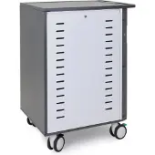 Ergotron Mobiler Ladewagen Zip40, bis 40 Tablets/Chromebooks o. bis 30 Laptops, verstellbare Gestelle, 3 Fächer, 34,7 kg je Fach, B 770 x T 660 x H 1150 mm
