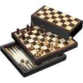 Philos Reis Schach-/Dame-/Backgammon-Kassette, Feld 22 mm, Königshöhe 42 mm, magnetisch
