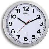 MAUL Wanduhr MAULstep Ø 30 x 5 cm funkgesteuert Kunststoff 1 x AA (1.5 V) silber