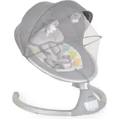 Cangaroo Babywippe iSwing, Musikfunktion, Timer, Fernbedienung, Aluminiumrahmen hellgrau