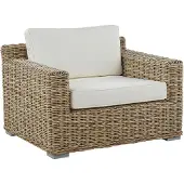 Beliani Gartensessel Hellbraun Polyrattan inkl. Sitzkissen in Cremeweiß Modernes Design Terasse Garten