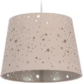 Relaxdays Kinderzimmerlampe Sterne, hängende Schirmlampe für Mädchen, Sternenhimmel Motiv, E27, runder Stoffschirm, rosa