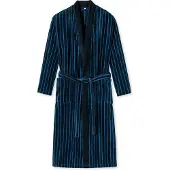 Schiesser Bademantel Kimono Essentials Streifen Herren Velours Dark blue-S