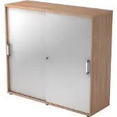 Hjh OFFICE PRO BETA 1753S - Nussbaum/Silber 3 OH Schiebetürenschrank Chromgriff Metall