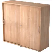 Hjh OFFICE PRO BETA 1753S - Nussbaum 3 OH Schiebetürenschrank Bogengriff Metall