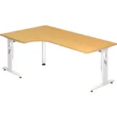 Hjh OFFICE PRO MEGA 82 W - Holz C-Fuß Silber 200 x 120 höhenverstellbar Buche/Weiß