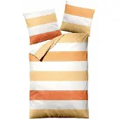 TRAUMSCHLAF Bettwäsche Biber Streifen orange 200x220 cm + 2x 80x80 cm