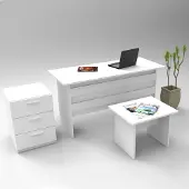Skye Decor , Vo9-W, Büromöbel-Set, Weiß, 100 % MELAMINBESCHICHTETE SPANPLATTEN, 140 x 60 x 73,8 cm