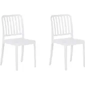 Beliani Gartenstühle im 2er Set Weiß aus Kunststoff Balkon Terrasse Gartenzubehör Indoormöbel Outdoormöbel Plastikstühle Modern