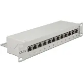 DeLOCK - Patch Panel - CAT 6a - RJ-45 X 12 - Hellgrau, RAL 7035 - 1U