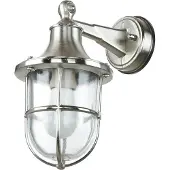 Licht-Erlebnisse Maritime Wandleuchte Außen Nickel Echt-Messing rostfrei IP64 Terrassenlampe Hoflampe Haustür Balkon