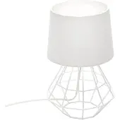 Licht-Erlebnisse Tischleuchte Weiß H: 34 cm klein E27 Stoff Metall Modern Tischlampe Nachttischlampe