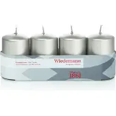 Wiedemann Kerze Stumpen 4er Packung silber