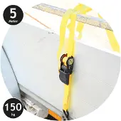Dunlop Zurrgurt mit Ratsche - 2 Stück - 5 M - bis zu 150 KG - Gelb