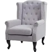 MCW Sessel Chesterfield Oxford, Relaxsessel Clubsessel Ohrensessel, wasserabweisend Stoff/Textil grau ohne Ottomane