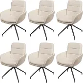 Mendler 6er-Set Esszimmerstuhl MCW-K32, Küchenstuhl Lehnstuhl Stuhl, drehbar Auto-Position, Stoff MVG creme-beige