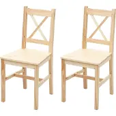 Mendler 2er-Set Esszimmerstuhl MCW-F77, Lehnstuhl Küchenstuhl Stuhl, Massiv-Holz Landhaus Kiefer lasiert