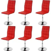 Mendler 6er-Set Esszimmerstuhl MCW-C41, Stuhl Küchenstuhl, höhenverstellbar drehbar, Kunstleder MVG- rot