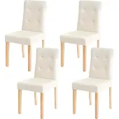 Mendler 4er-Set Esszimmerstuhl MCW-E58, Stuhl Essstühle, MVG- Kunstleder creme, helle Beine