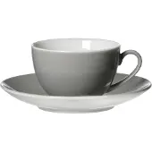 Ritzenhoff & Breker Tasse "Kaffeetassen mit Untertassen Doppio 200 ml 6er Set", grau, 12 tlg., Porzellan, Trinkgefäße, Tasse
