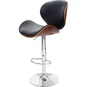 Mendler Barhocker Arklow, Barstuhl, Holz Bugholz Retro-Design Walnuss-Optik, Polster schwarz