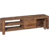 FineBuy Lowboard Sheesham Massivholz Kommode 140 cm TV-Board Ablage-Fächer Landhaus-Stil Unterschrank 40 cm TV-Möbel