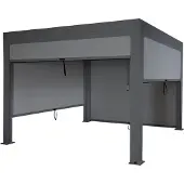 Mendler Pergola MCW-L46 mit Seitenwand, Gartenpavillon Lamellen-Pavillon Rollo, 11cm-Alu-Gestell, sturmfest 3x3m anthrazit