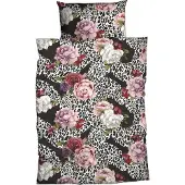 Casatex Satin Bettwäsche Neldy schwarz-rose 155x220 cm + 80x80 cm