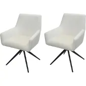 Mendler 2er-Set Esszimmerstuhl MCW-L91, Küchenstuhl Armlehne drehbar Auto-Position Stoff MVG creme-beige