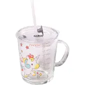 Intirilife Kinder Trinkbecher mit Deckel, Skala und Strohhalm